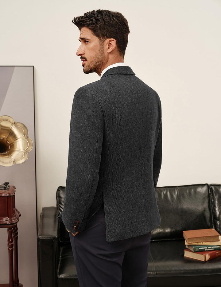 PJ PAUL JONES Sakko Herren 2 Knöpfe Tweed Wolle British Blazer Regular Fit Business Anzugjacke Männe