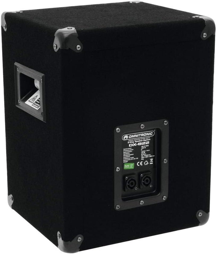OMNITRONIC DX-822 3-Wege Box 300 W | Robuste Full-Range-Box mit 8" Tieftöner und 300 Watt Leistung |