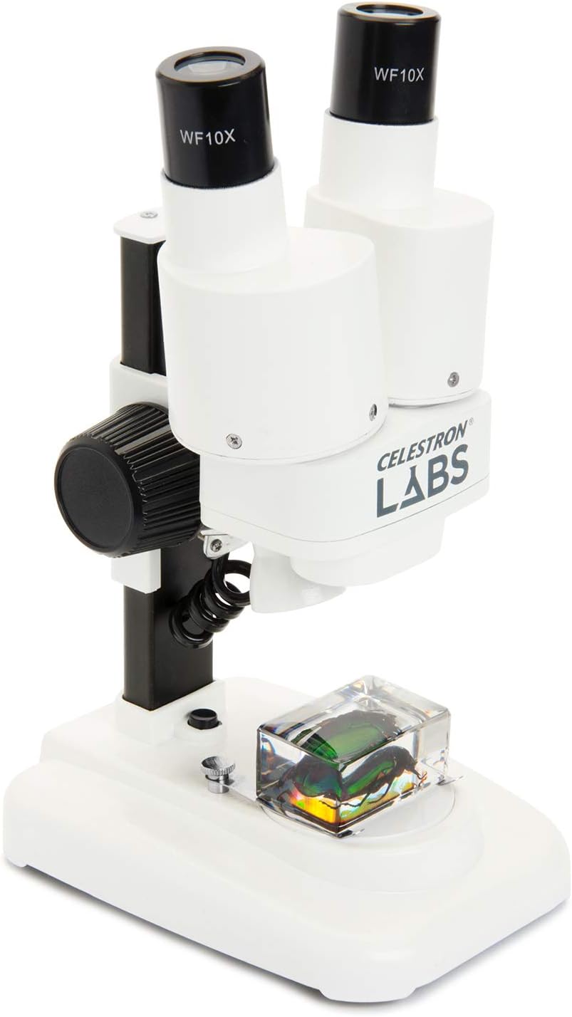 Celestron 44207 CL-S20 Stereo Microscope, 20x Magnification, White Labs CL-S20 Stereo, Labs CL-S20 S
