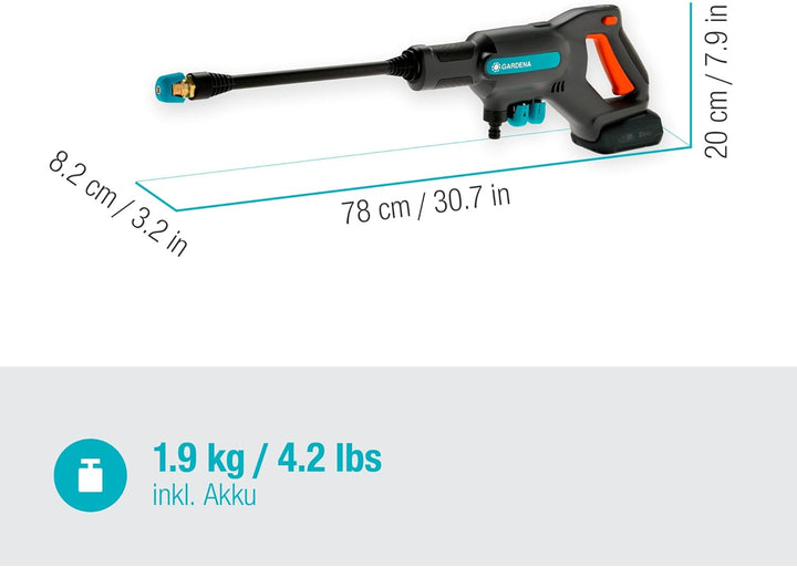 Gardena Akku-Mitteldruckreiniger AquaClean 24/18V P4A Ready-To-Use Set: Akku-Reiniger für den Aussen