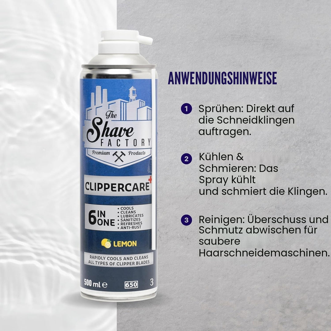 The Shave Factory Clippercare Spray – Effiziente Pflege der Haarschneidemaschine, Kühlmittel, Schmie