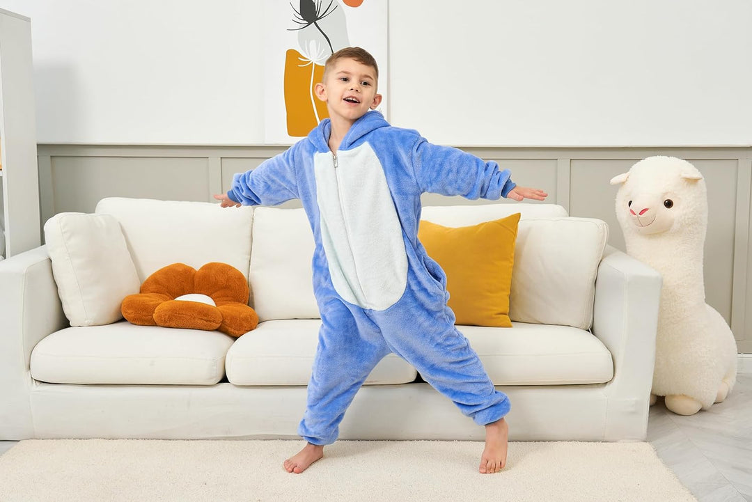 JVJQ Cartoon Kostüm Onesie Jumpsuit Tier Relax Kostuem Kind Pyjama Halloween Schlafanzug Cosplay Bla