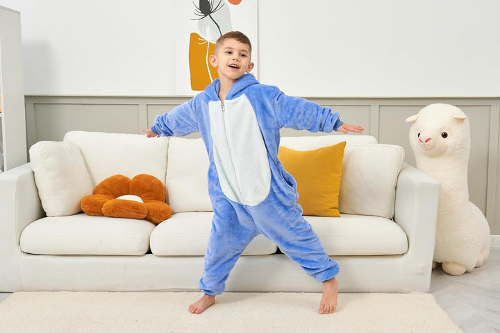 JVJQ Cartoon Kostüm Onesie Jumpsuit Tier Relax Kostuem Kind Pyjama Halloween Schlafanzug Cosplay Bla