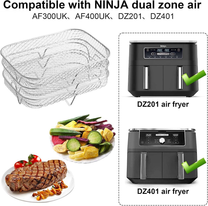 Air Fryer Rack, 304 Edelstahl Heissluftfritteuse Grillrost Dehydrate Rack Multifunktional Stapelbar