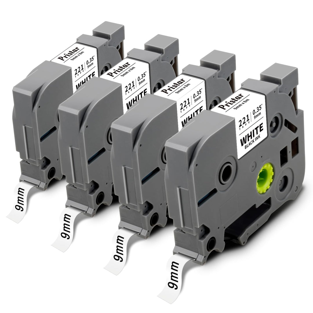 Pristar Kompatibel 9mm Schriftband als Ersatz für Brother TZe-221 TZe221 TZ-221 TZe für PT-H100LB PT