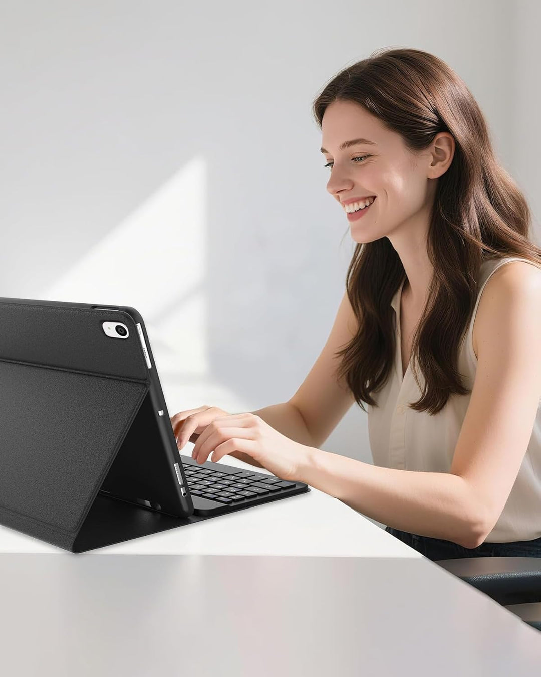 für iPad 10,2 Hülle mit Tastatur für iPad 10,2" (2019/2020/2021 7./8./9.), Abnehmbare Bluetooth Schu