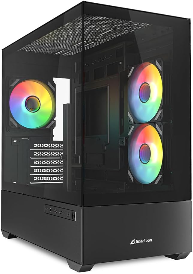 Sharkoon MK6 RGB PC Gehäuse, Micro-ATX, Schwarz