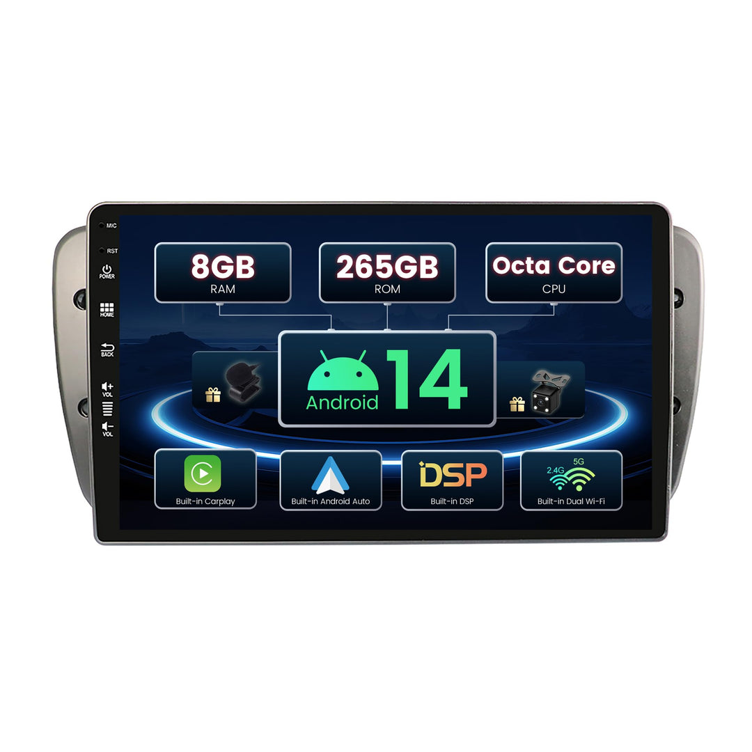 SXAUTO ¦ 8G+256G ¦ Android 12 IPS Autoradio für Seat Ibiza 6J (2009-2014) - Eingebaut Carplay/Androi
