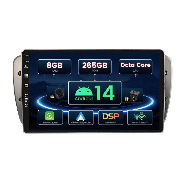 SXAUTO ¦ 8G+256G ¦ Android 12 IPS Autoradio für Seat Ibiza 6J (2009-2014) - Eingebaut Carplay/Androi