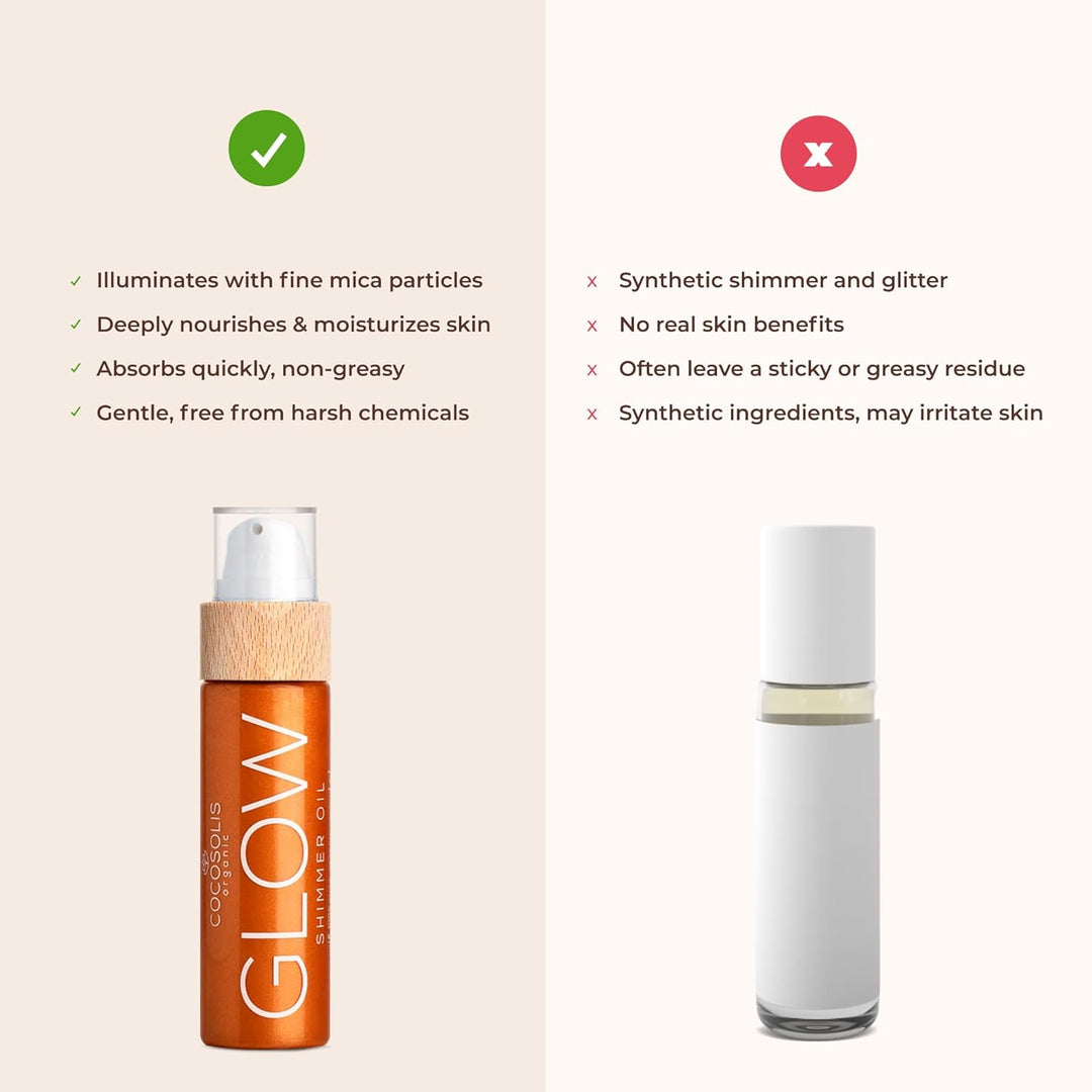 COCOSOLIS GLOW Shimmer Oil - Bio Trockenöl - Schimmerndes Körperöl mit glänzenden Partikel, Verleiht
