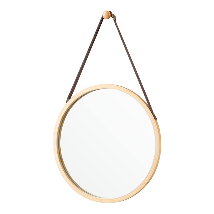 [en.casa] Bambus Wandspiegel Bykle rund 38 cm Hängespiegel Bambusrahmen hängender Spiegel für Badezi