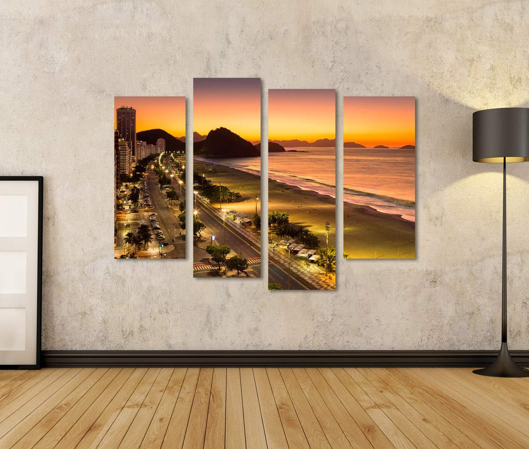 islandburner Bild auf Leinwand Copacabana Strand In Der Morgendämmerung In Rio De Janeiro Brasilien