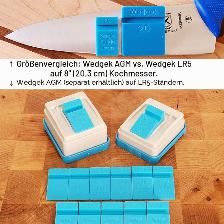 11°-23° und 24°-43° kombiniert, XL-Winkelführungen zum Schärfen auf Stein, Modell LR5 von AngleGuide