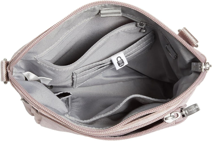 Baggallini Damen Moderne Umhängetasche mit Taschen Blush Shimmer, Blush Shimmer