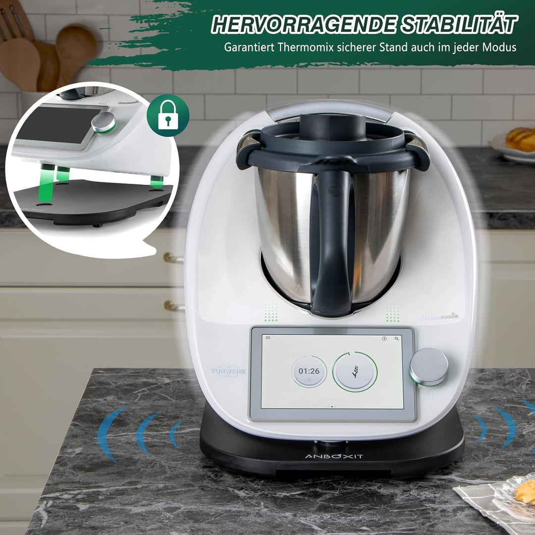 ANBOXIT Gleitbrett für Thermomix TM6/TM5, Brett für Thermomix mit Rollen, Leicht Gleitendes Bambus R
