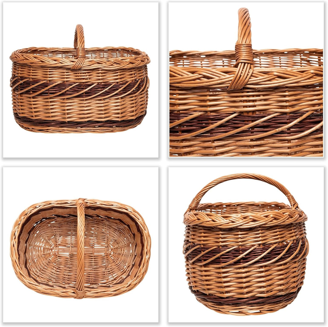 Creative Home Grosse Picknickkorb Weidenkorb mit Henkel Einkaufskorb | 52 x 35 x 36 cm (+/- 1 cm) |