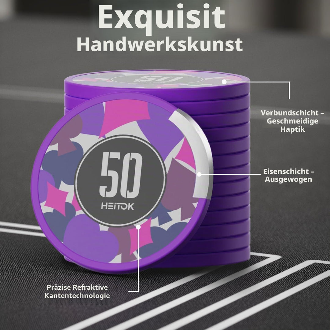 HEITOK Pokerkoffer 600 Chips – Professionelles 11,5g Texas Hold&