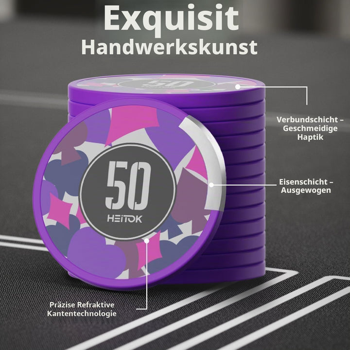 HEITOK Pokerkoffer 600 Chips – Professionelles 11,5g Texas Hold&