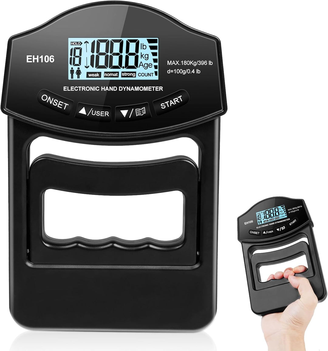 OSDUE Digitaler Handkraftmessgerät, Hand Dynamometer Schwarz, Elektronischer Griffkraft Messer, Grif