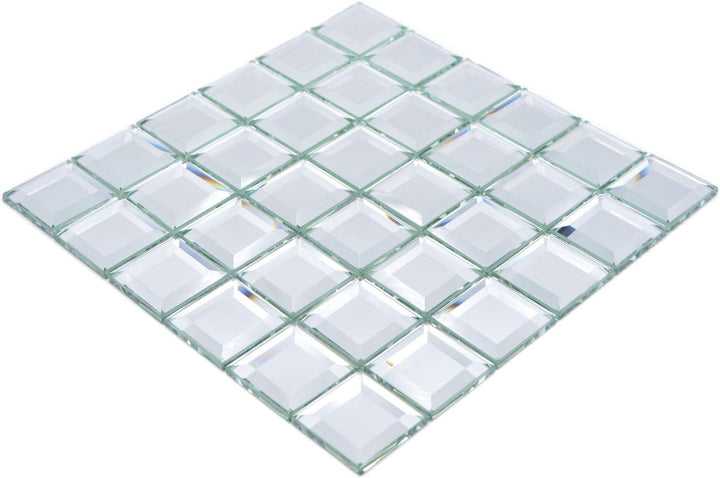 Mosaik Fliese Glasmosaik Quadrat Quadrat Mirror Metro Spiegelmosaik für WAND KÜCHE Wandverblender Fl