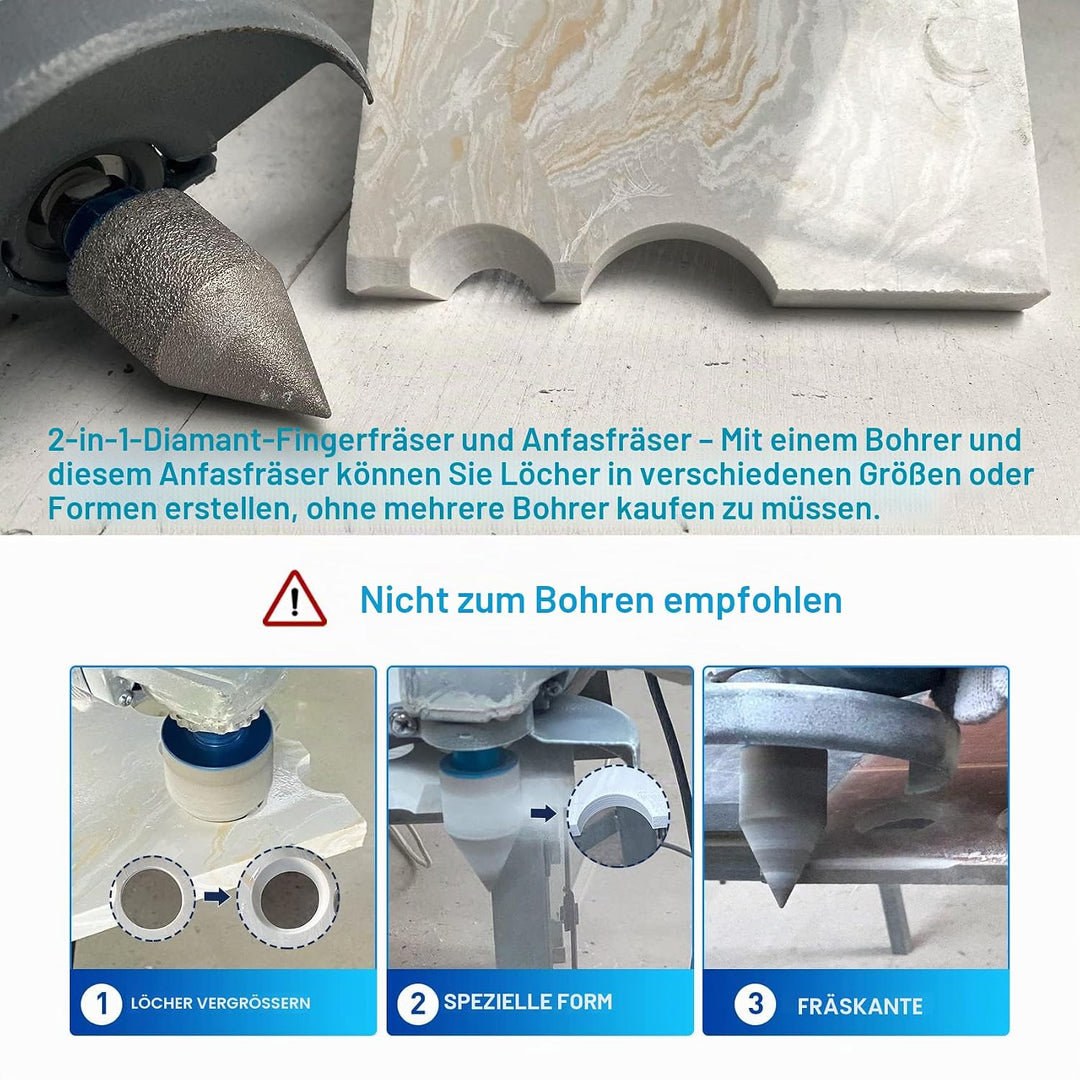 Diamant Fingerfräser 0-50mm,BRSCHNITT Diamant Fasenbohrer Vergrösserung Vorhandener Löcher in Porzel