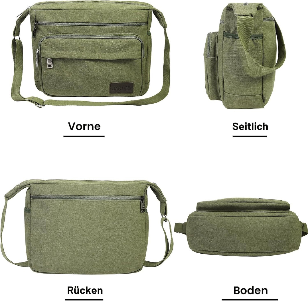 JAKAGO Wasserdichte Umhängetasche Herren,Multi-Tasche aus Segeltuch 15 Zoll Messenger Bag Arbeit Tas