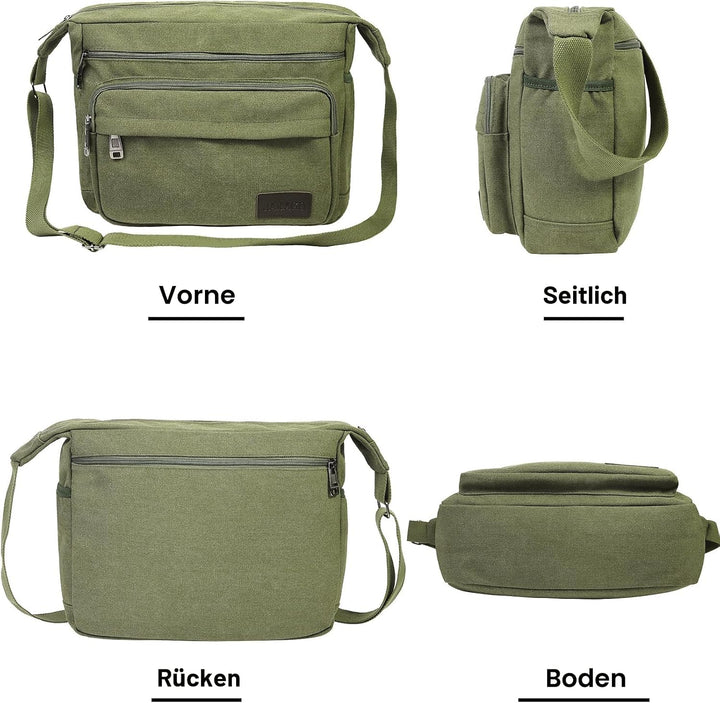 JAKAGO Wasserdichte Umhängetasche Herren,Multi-Tasche aus Segeltuch 15 Zoll Messenger Bag Arbeit Tas