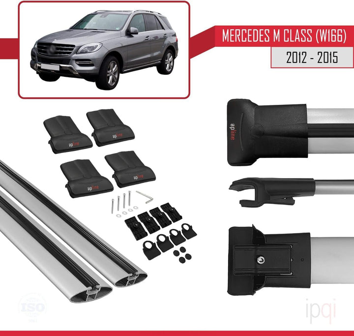 RE&AR Tuning Für Mercedes ML W164 2005-2011 Dachträger Aluminium Grau 2 TLG