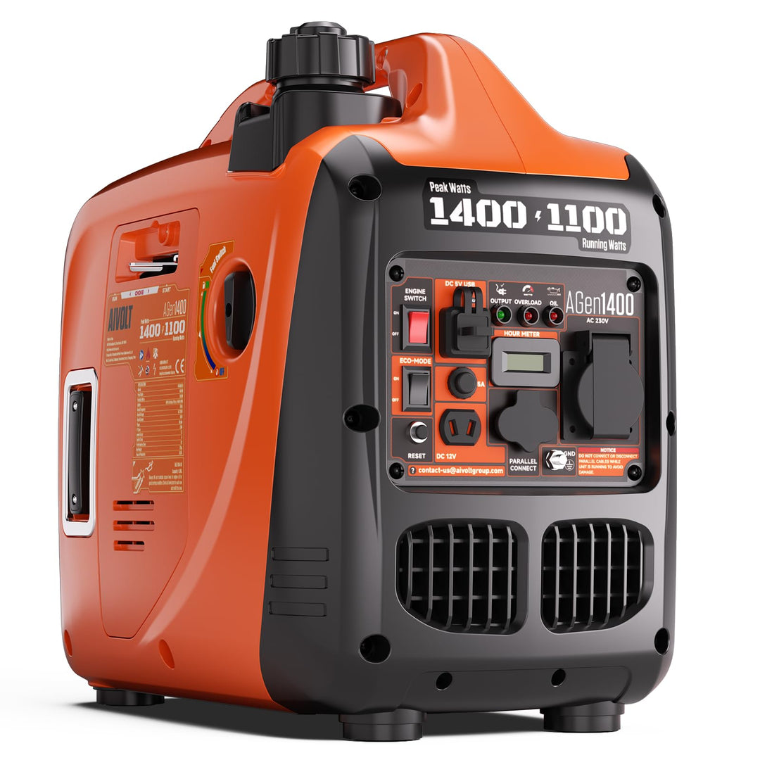 AIVOLT Inverter Stromerzeuger 1400 Watt Notstromaggregat Benzin leise Stromaggregat für Campen, Fest