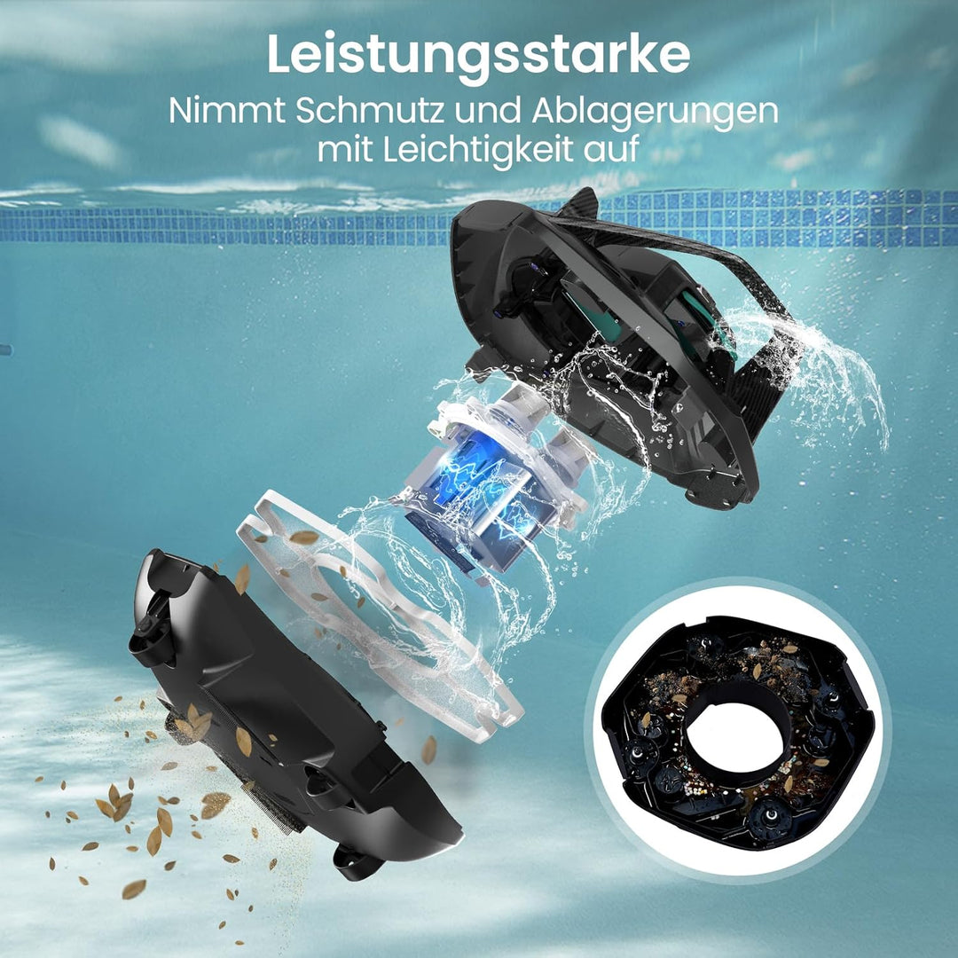 AIPER Poolroboter, 90 Minuten Leistungsstarke Reinigung, Dual-Antriebsmotoren, LED-Anzeigen, Automat