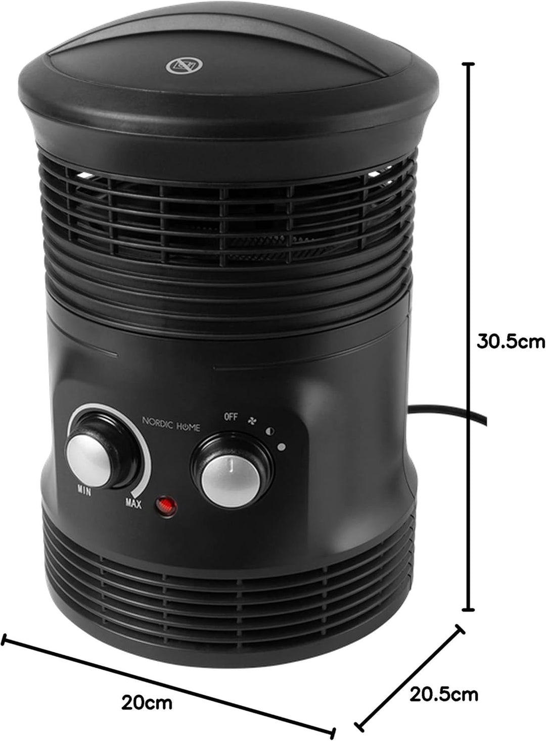 NORDIC HOME CULTURE 360° Heizlüfter 2000Watt, Temperaturbereich einstellbar, Heizgerät, Elektro-Heiz