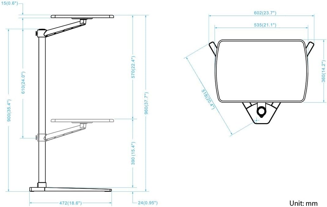 Beistelltisch für Bett oder Sofa, höhenverstellbarer Laptoptisch Schwarz - Hickory Board, Schwarz