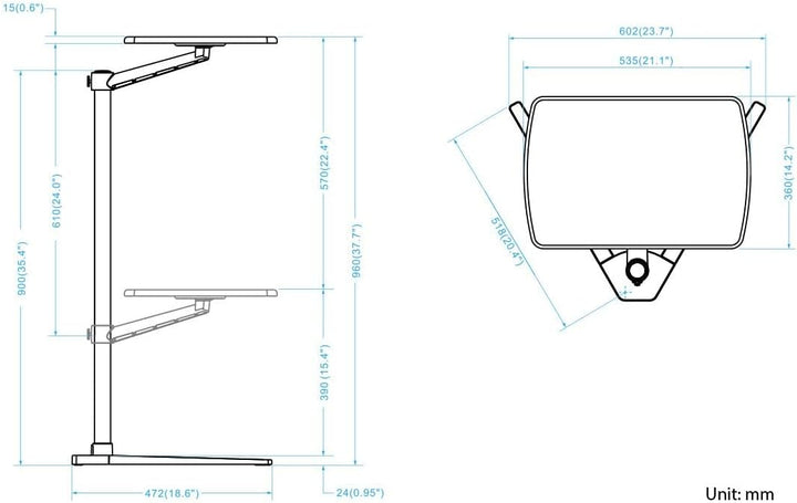 Beistelltisch für Bett oder Sofa, höhenverstellbarer Laptoptisch Schwarz - Hickory Board, Schwarz