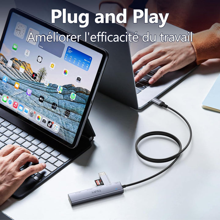 TSUPY USB C Hub 10Gbps, USB c Verteiler mit 2*Type-C 3.2 und 2*Type-A 3.2 Ports, Aluminium USB 3.2 A