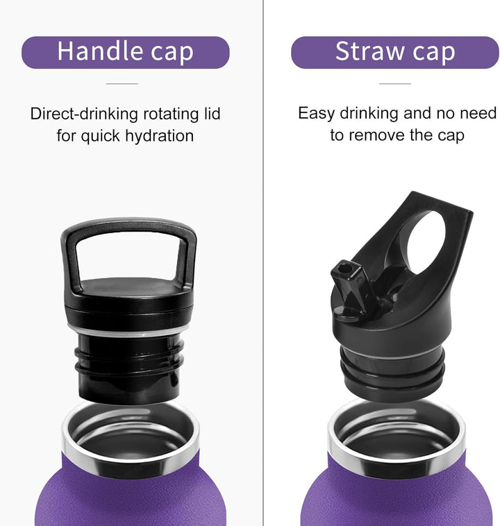 Isolierflasche Edelstahl 750ml, Doppelwandig Isoliert, Thermosflasche BPA-frei, Auslaufsicher, Kohle