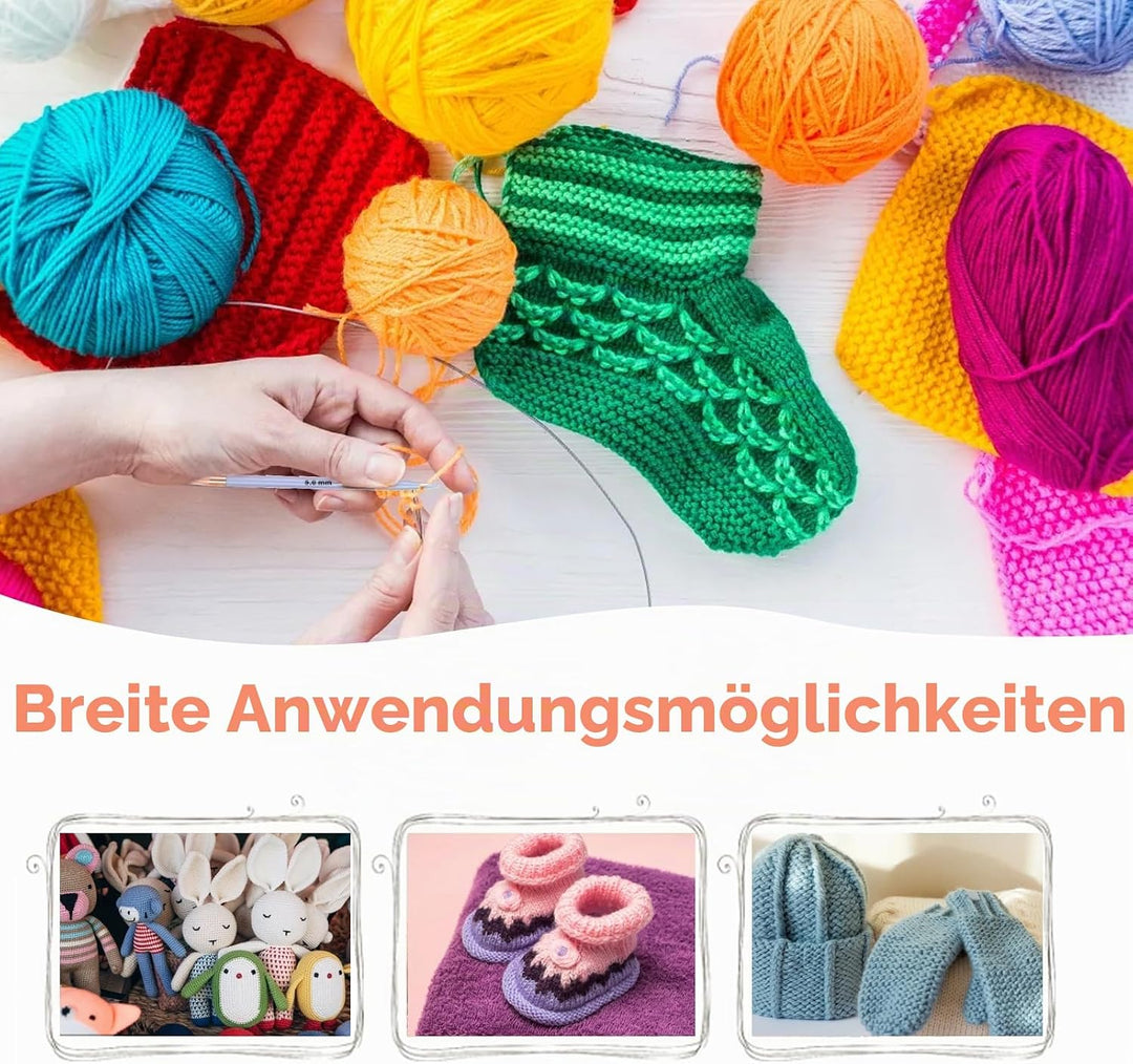 13 Paar Rund Stricknadeln Set Austauschbare Stricknadelset Rundstricknadeln mit Aufbewahrungskoffer