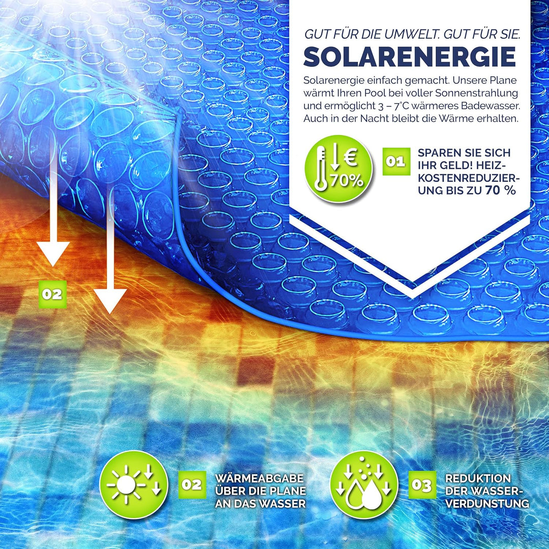 tillvex Pool Solarabdeckplane Rechteckig 800x500 cm | Solarfolie Stärke 120 µm | Solarplane zuschnei