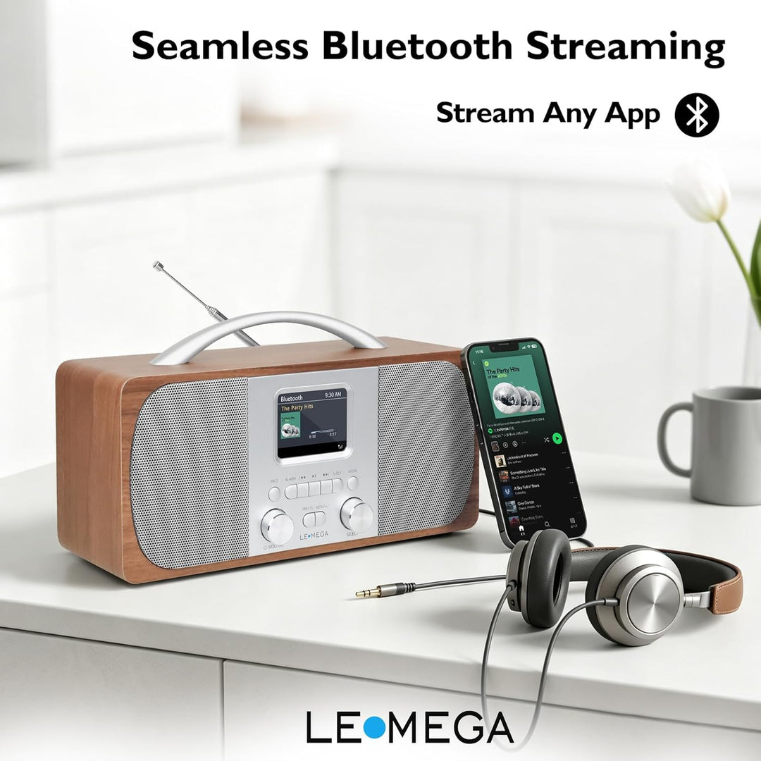 Tragbares DAB Radio | Digitalradios netz- und Batteriebetrieben | DAB Radiowecker | UKW-Radio,Blueto