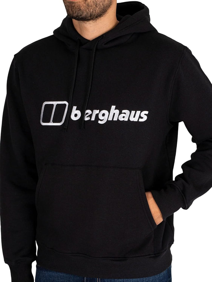 Berghaus Herren Logo Kapuzenpullover, Dazugegeben Wärme, Extra Bequem Fleecejacke, Schwarz