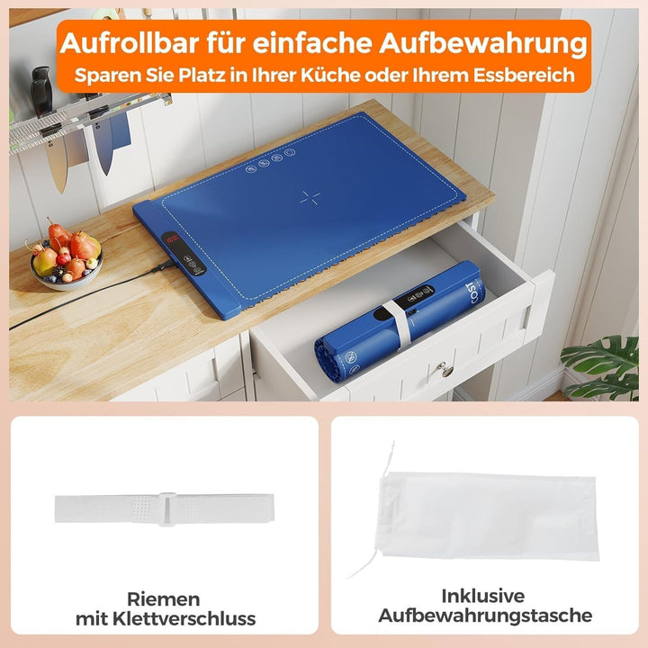 GOPLUS Warmhalteplatte elektrisch, Speisewärmer Silikon für Lebensmittel, Tragbare Wärmematte mit au