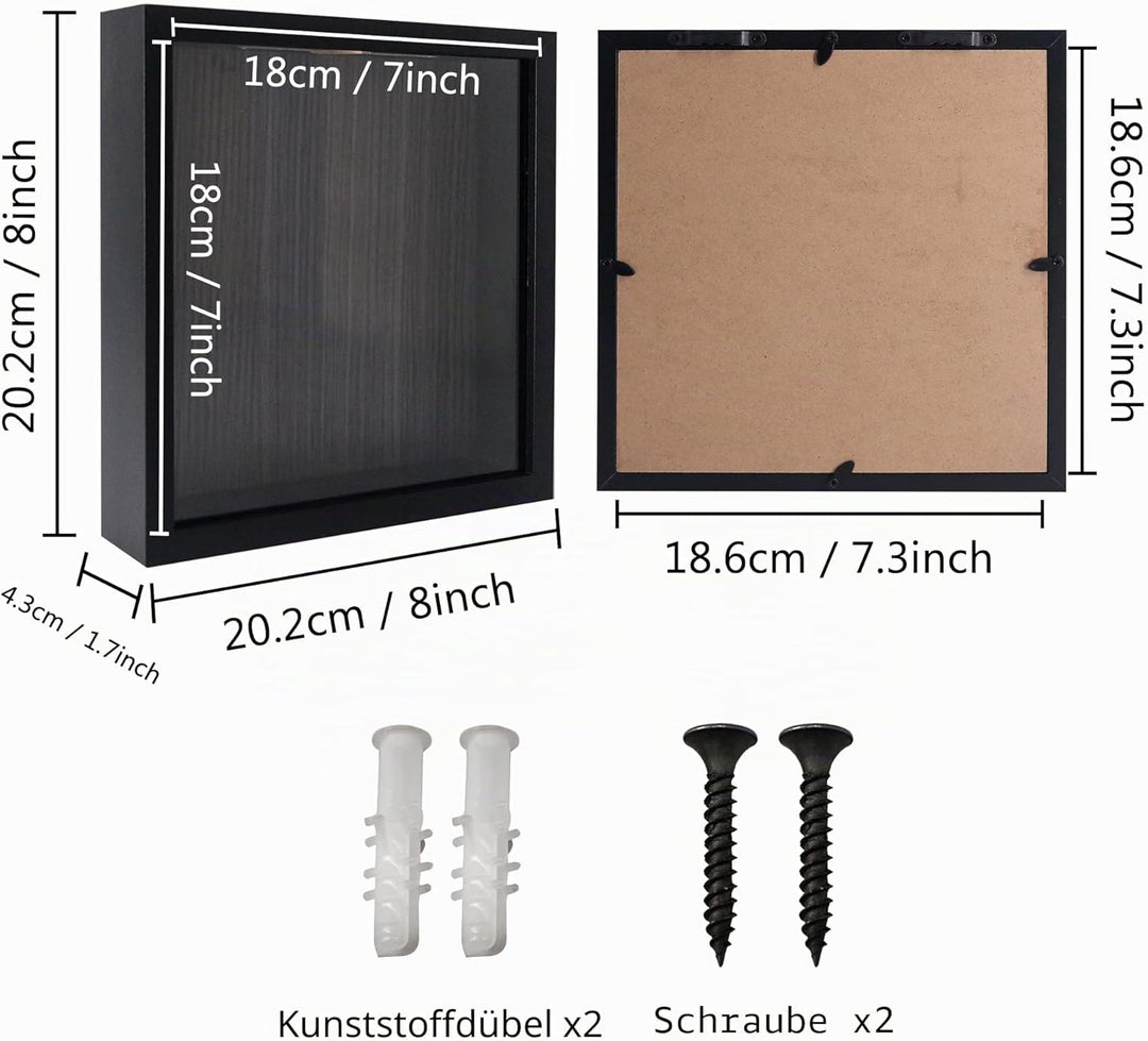 FramePro Kleine Schattenbox, schwarz, 20,3 x 20,3 cm, mit Schlitz, Filmreisen, Sportveranstaltungen,