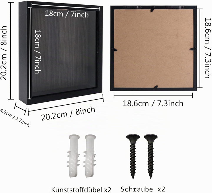 FramePro Kleine Schattenbox, schwarz, 20,3 x 20,3 cm, mit Schlitz, Filmreisen, Sportveranstaltungen,