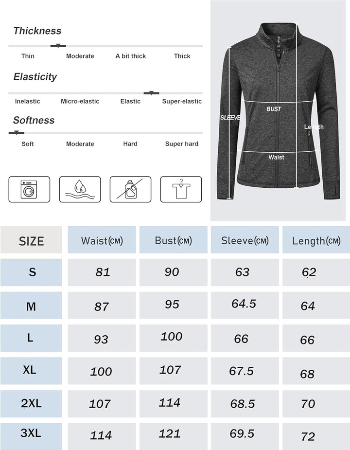 MoFiz Sportjacke Damen Leicht Trainingsjacke Mikrofleece Sweatjacke Wandershirt mit Reissverschluss