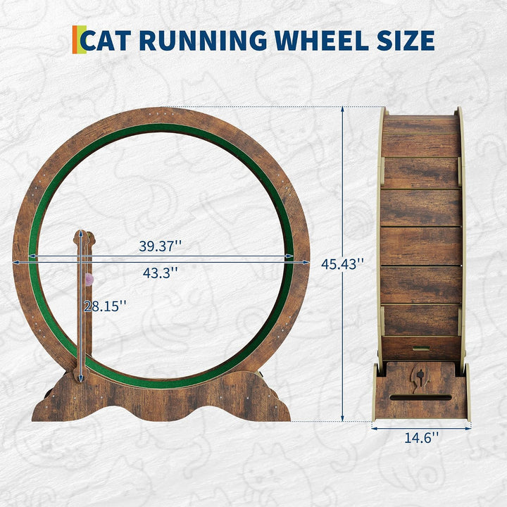 Katzenlaufrad 115cm für Indoor-Katzen - Laufband mit abnehmbarem Teppich, Sicherheitssperre und Spie