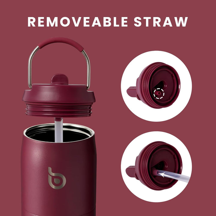 BOTTLE BOTTLE Isolierte Wasserflasche Edelstahl 32oz(946ml) mit Strohhalm Griff für Sport, Reisen, F