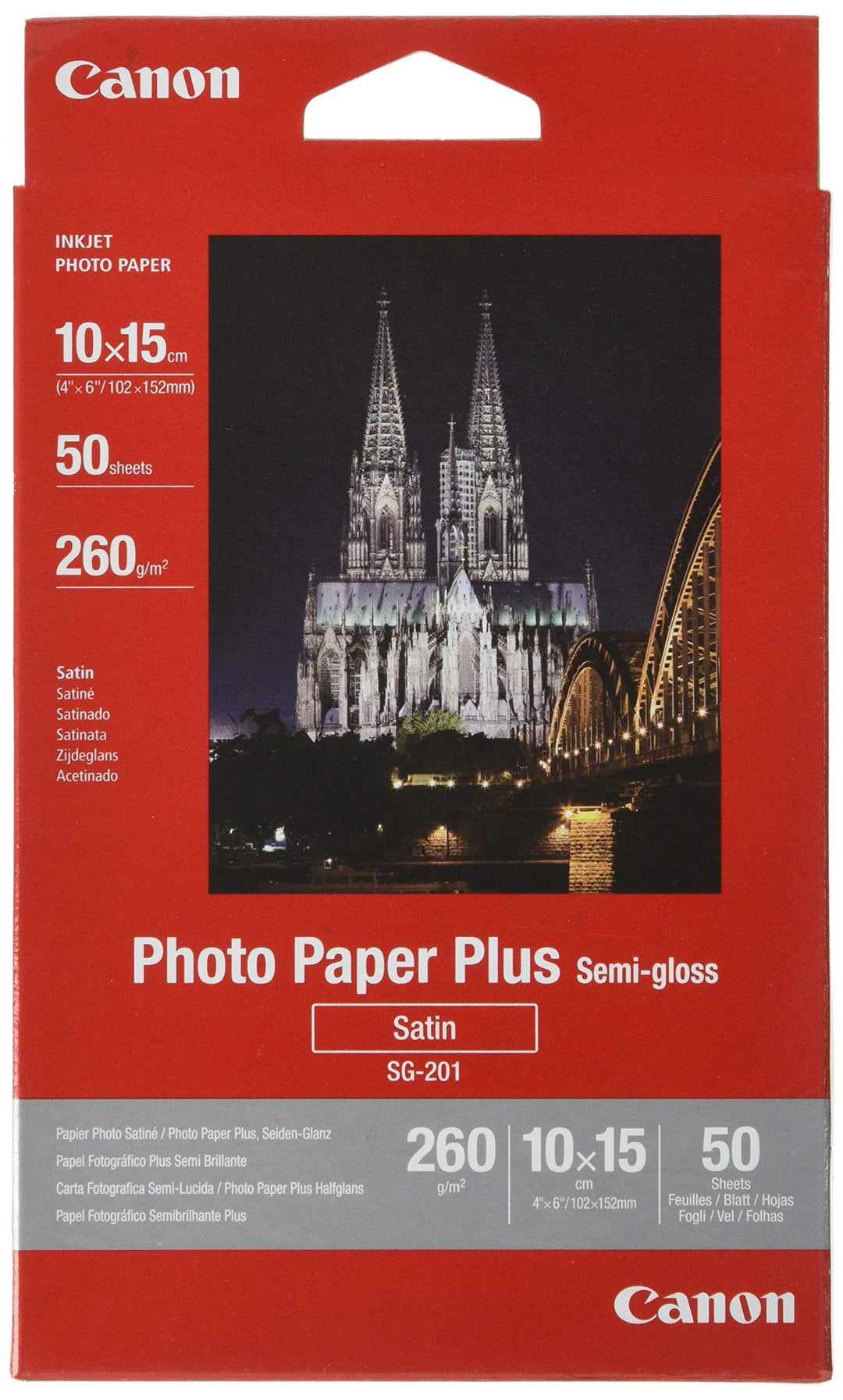 Canon SG-201 Fotopapier Plus Seidenglanz, matt (260 g/qm), 4x6, 50 Blatt 50 Blatt 10 x 15 cm 10 x 15