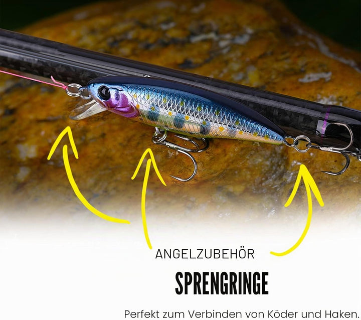 Edelstahl Split Ringe Hochfeste Salzwasser Angeln Ringe Kit Angelköder Anschluss Wirbel Split Ringe