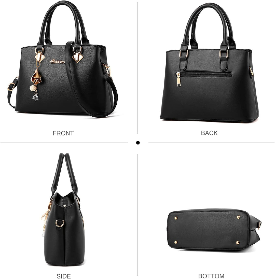 NICOLE &amp; DORIS Elegante Handtasche Damen Schultertasche PU Leder Henkeltasche Mittelgross Tote Shopp