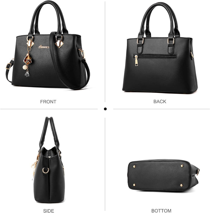 NICOLE &amp; DORIS Elegante Handtasche Damen Schultertasche PU Leder Henkeltasche Mittelgross Tote Shopp