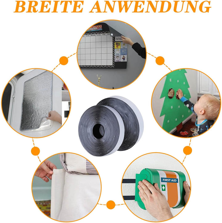 Blooven Klettband Selbstklebend 20 Meter Extra Stark, Doppelseitig Klebende mit Klettverschluss 20mm